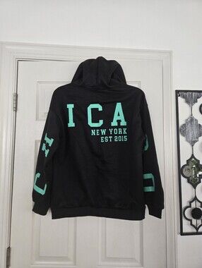 ICA New York Black Hoodie with Teal Lettering